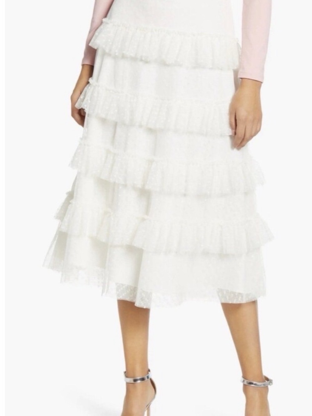 RACHEL PARCELL • NWT Midi tulle tiered skirt ivory size Small Nordstrom
